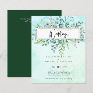 Papier Élégant Invitation BUDGET Eucalyptus Bleu Vert Sim