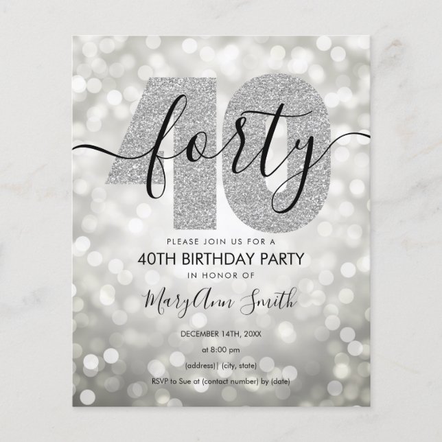 Papier Élégant Invitation de fête d'anniversaire de l'Arg (Devant)