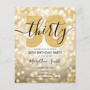 Papier Élégant Invitation de fête d'anniversaire de l'or 