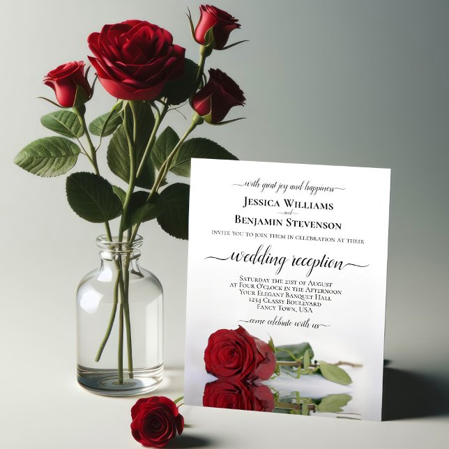 Papier Élégant Invitation de réception de mariage Red Ros (Créateur téléchargé)