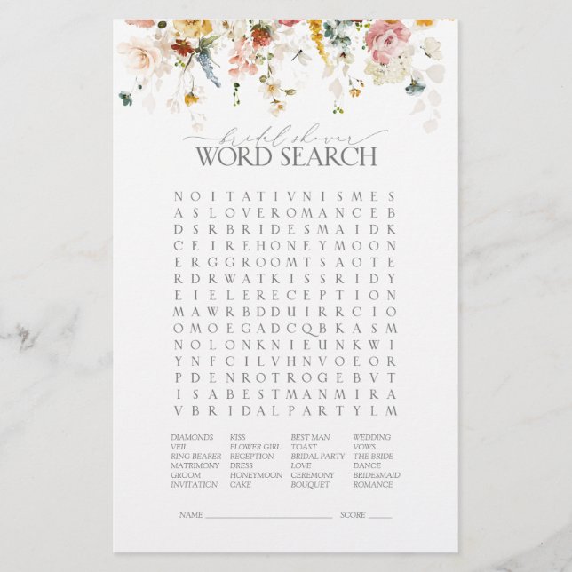 Papier Elégant Jardin Fleurs Floral Fête des mariées Jeu (Devant)