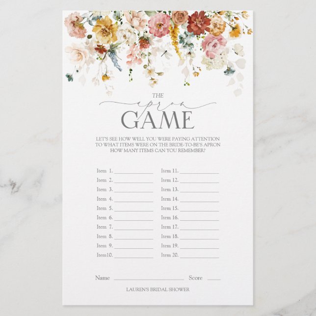 Papier Elégant Jardin Fleurs Floral Fête des mariées Jeu (Devant)