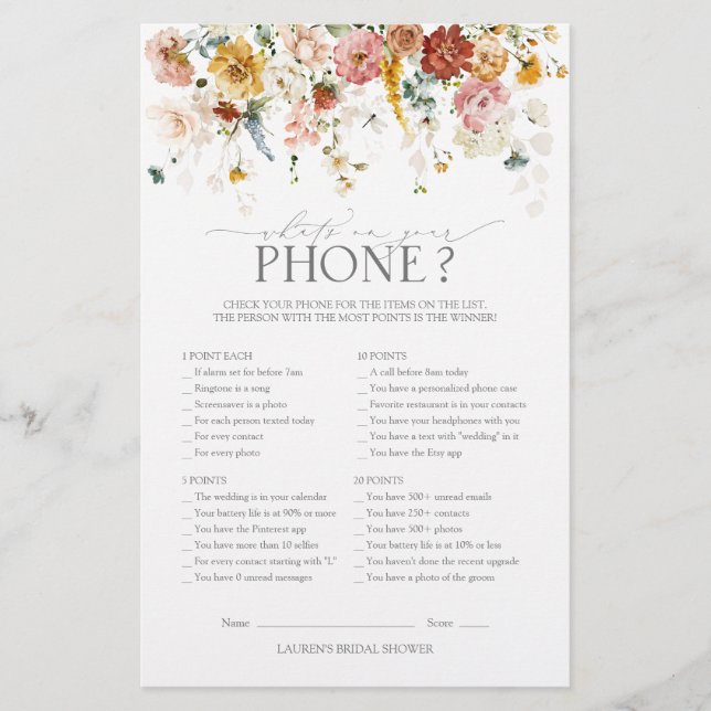 Papier Elégant Jardin Fleurs Floral Fête des mariées Jeu (Devant)