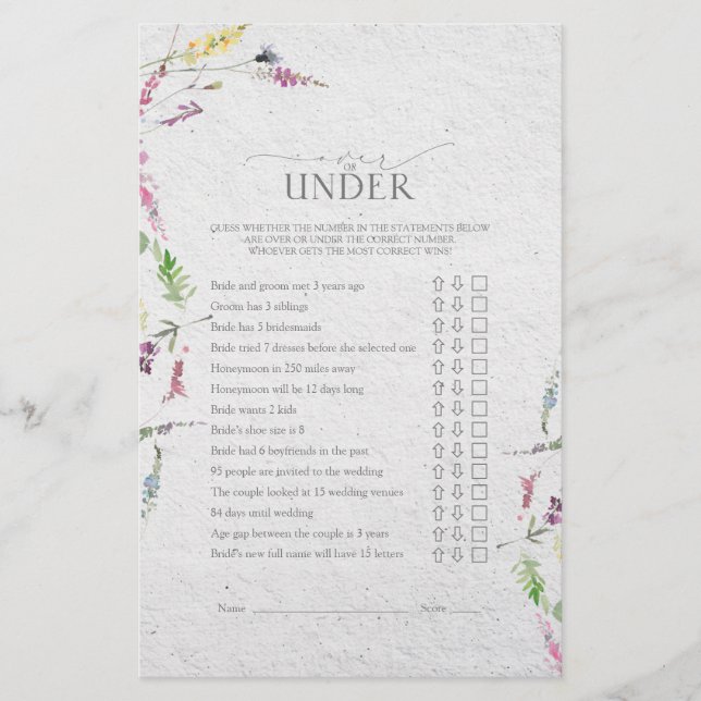 Papier Élégant jeu de Fête des mariées botanique Fleur sa (Devant)