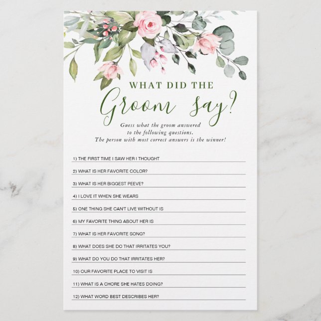 Papier Elégant jeu de Fête des mariées Eucalyptus verdure (Devant)