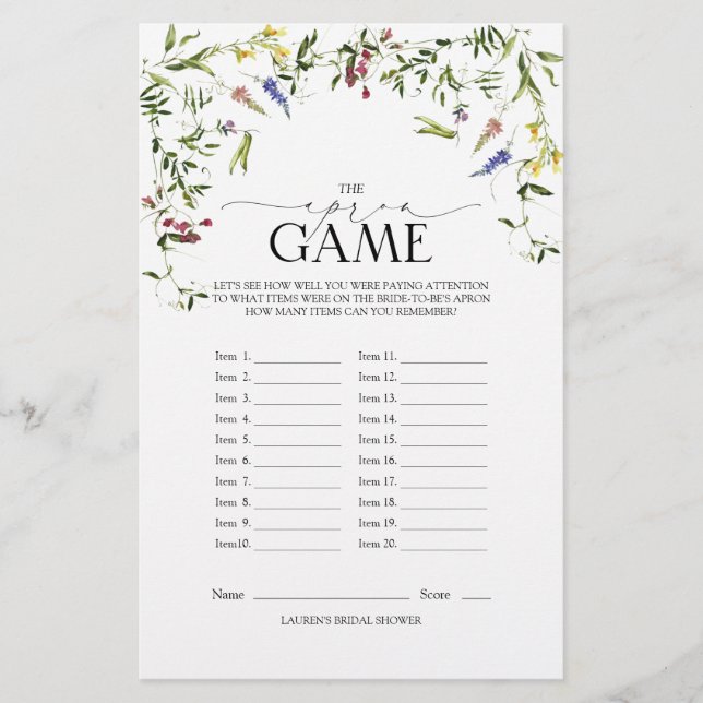 Papier Élégant jeu de Fête des mariées Fleur sauvage d'ét (Devant)