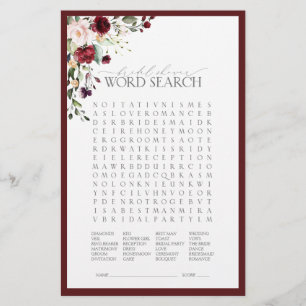 Papier Élégant jeu de Fête des mariées florale Burgundy B
