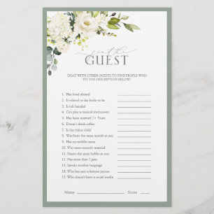 Papier Élégant jeu de Fête des mariées gris blanc vert