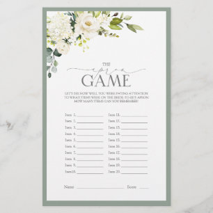 Papier Élégant jeu de Fête des mariées gris blanc vert