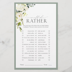 Papier Élégant jeu de Fête des mariées gris blanc vert