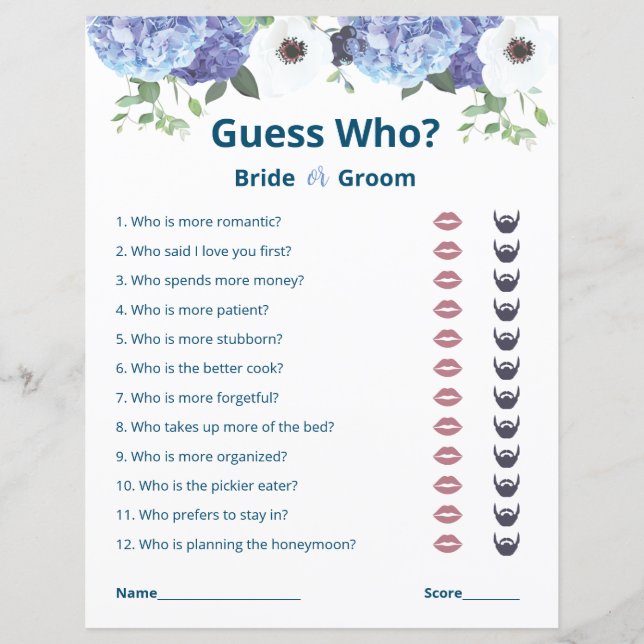 Papier Élégant jeu de Fêtes des mariées florales (Devant)