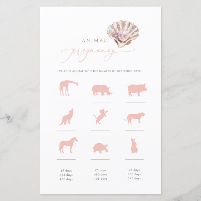 Papier Elégant jeu de grossesse animal Little Pearl (Devant)
