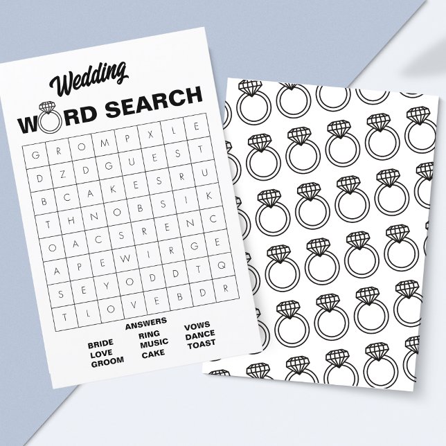 Papier Élégant jeu de recherche de mots Mariages noirs et (Printable Wedding Word Search – A Fun Game for Bridal Showers & Receptions!)