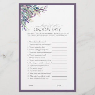Papier Élégant Lavender Floral Fête des mariées Jeu