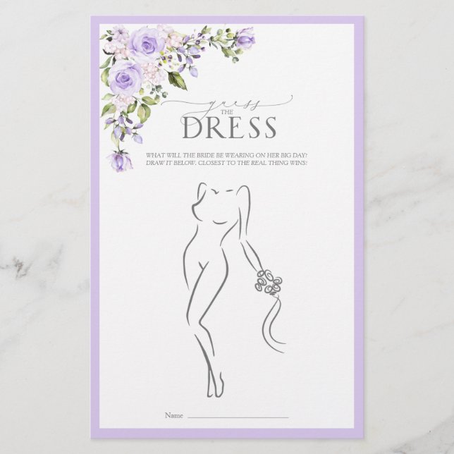 Papier Élégant Lavender Lavender Fête des mariées Florale (Devant)