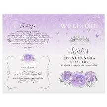 Elegant Light Purple Silver Quinceanera Program