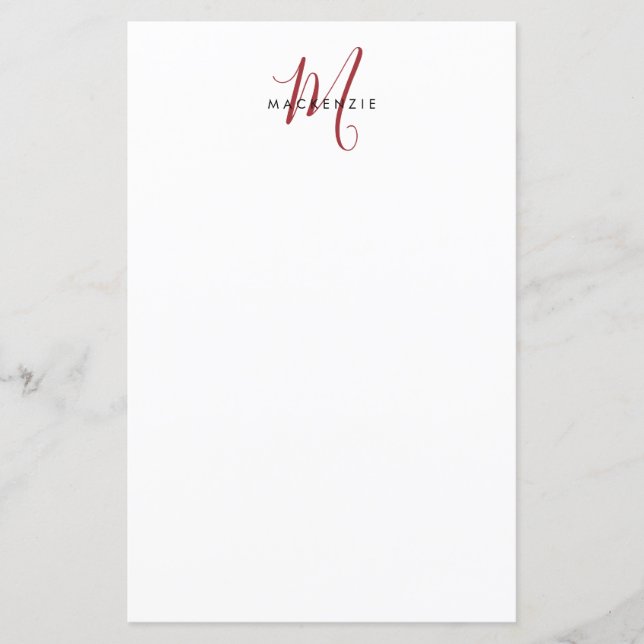 Papier Élégant Livre blanc blanc de script Monogramme mod (Devant)