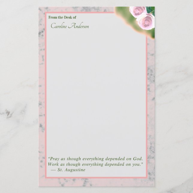 Papier Élégant marbre rose Inspirationnel Stationnaire (Devant)