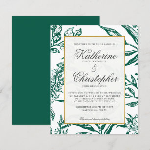 Papier Élégant Mariage botanique d'or vert BUDGET