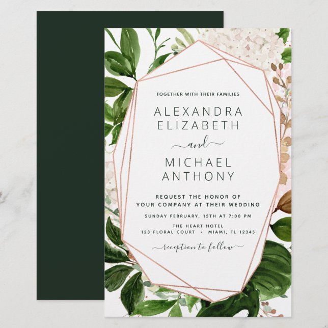 Papier Élégant Mariage Budget Verdure Foliage (Devant / Derrière)