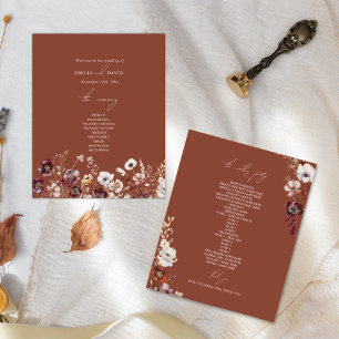 Papier Élégant Mariage en terre cuite foncée Anemone