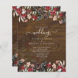 Papier Elégant Mariage floral bleu bordeaux Dusty