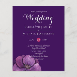 Papier Élégant Mariage Floral violet orange