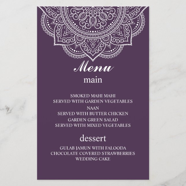 Papier Élégant Mariage hindou indien Eggplant Paisley (Devant)