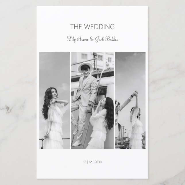 Papier Élégant Mariage photo noir et blanc (Devant)
