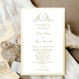 Papier Élégant Monogramme Vintage Champagne Wedding Progr