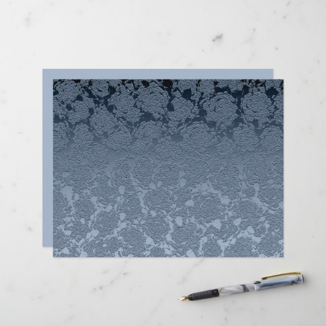 Papier Elégant Motif bleu bleu bleu bleu floral (Devant/Arrière en situation)