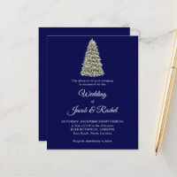 Elégant Noël Arbre Bleu Budget Mariage Inviter
