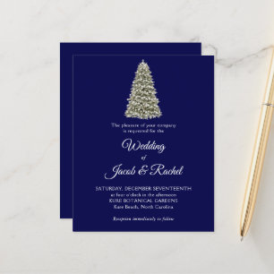 Papier Elégant Noël Arbre Bleu Budget Mariage Inviter