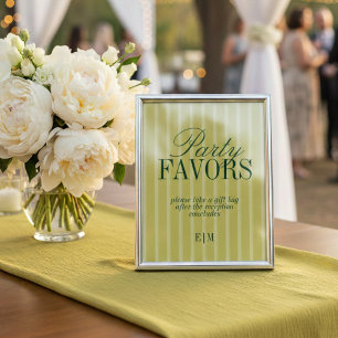 Papier Élégant panneau de faveur de mariage Chartreuse 'T
