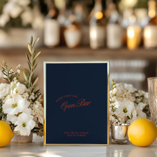 Papier Élégant panneau Mariage rouge & bleu profond Open 