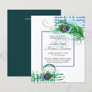 Papier Elégant PEACOCK FEATHER Mariage Inviter BUDGET