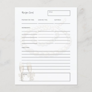 Papier Elegant Pearls Prosecco Bridal Shower Recipe card