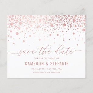 Papier Elégant Pink Foil Confetti Blanc Enregistrer la da