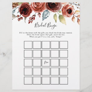 Papier Élégant printemps Floral Bridal Jeu de Bingo