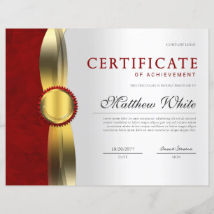 Papier Elegant Red & Gold Professional Certificate Award