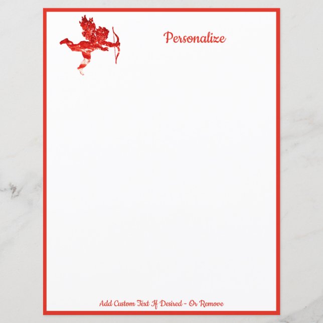 Papier Élégant Romantique Cherub Cupid Valentine Rouge (Devant)