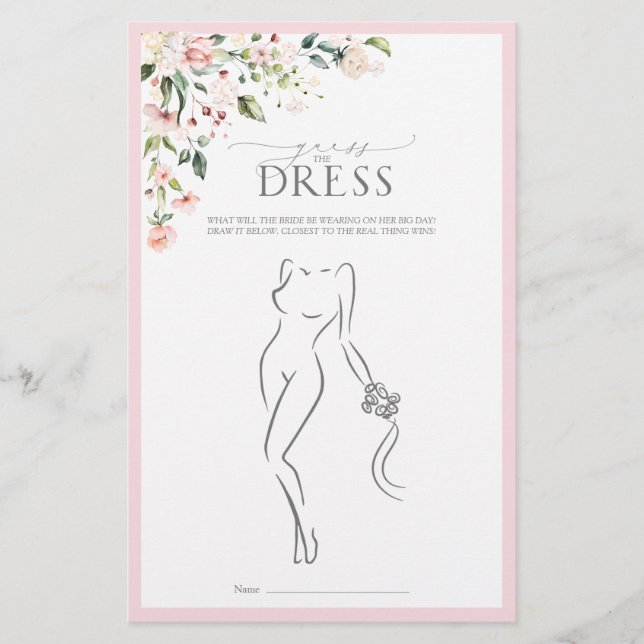 Papier Elégant rose aquarelle Fête des mariées florale Je (Devant)
