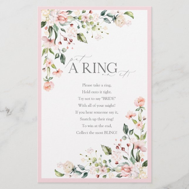 Papier Elégant rose aquarelle Fête des mariées florale Je (Devant)