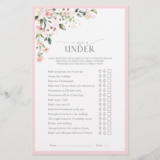 Papier Elégant rose aquarelle Fête des mariées florale Je (Devant)