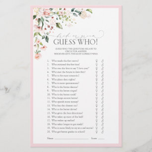 Papier Elégant rose aquarelle Fête des mariées florale Je