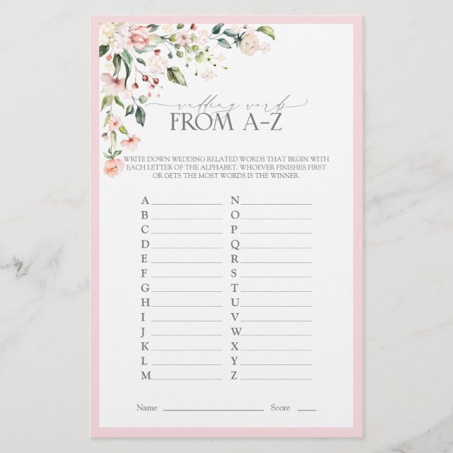 Papier Elégant rose aquarelle Fête des mariées florale Je (Devant)