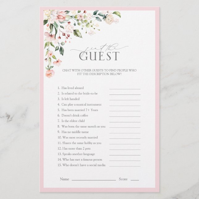 Papier Elégant rose aquarelle Fête des mariées florale Je (Devant)