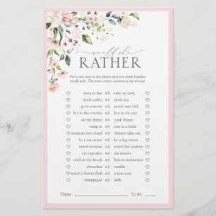 Papier Elégant rose aquarelle Fête des mariées florale Je