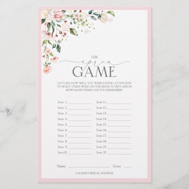 Papier Elégant rose aquarelle Fête des mariées florale Je (Devant)