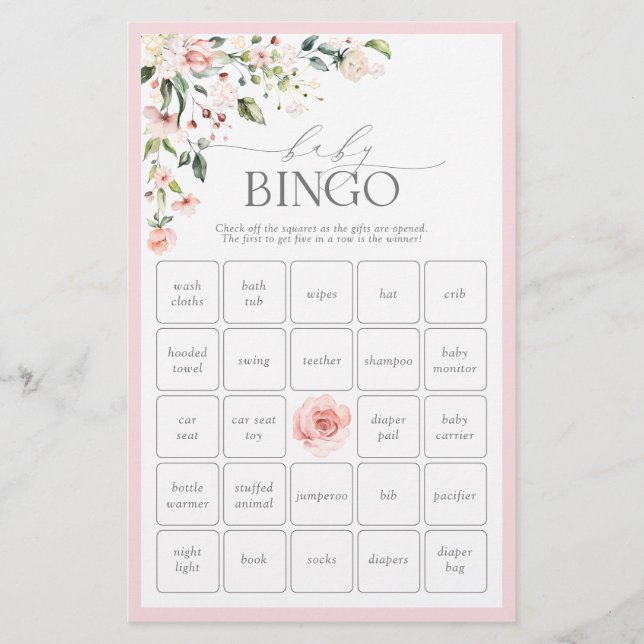 Papier Elégant rose Fleurs Baby shower de printemps Jeu d (Devant)